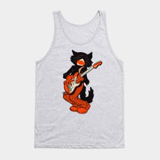 Vintage Halloween Black Cat Shredding On Electric Guitar Tank Top